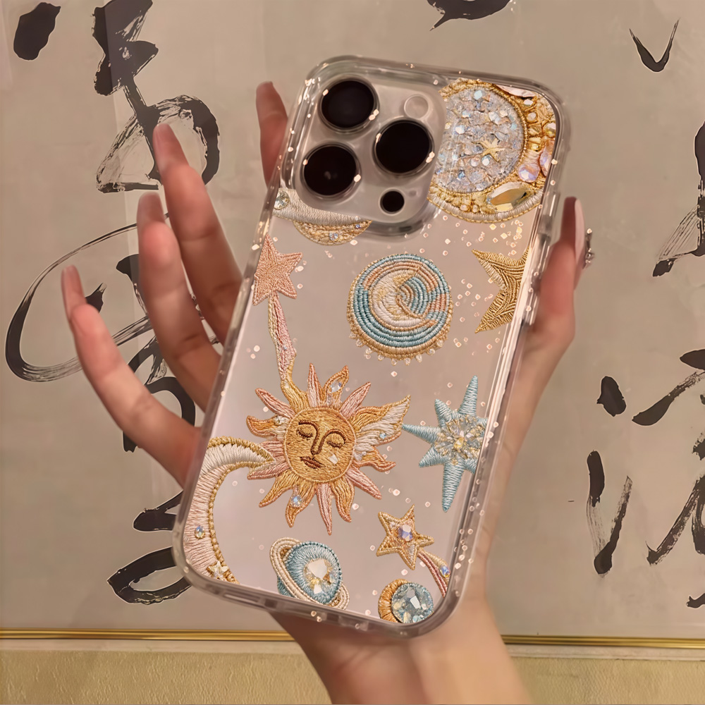 Glitter Shockproof Case - Creativity Stars Moon Clear Glitter Phone