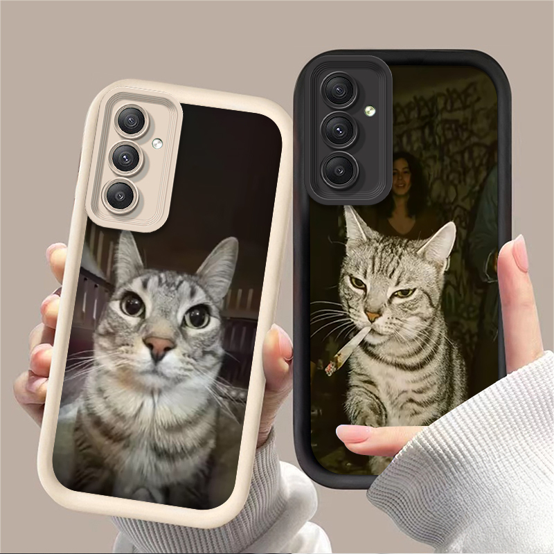 Phone Cases Samsung Galaxy - Trendy Cat Smoking Phone Case for