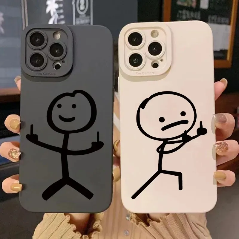 Phone Cases Cute Iphone 14 - Cute Cartoon Matchman Matte Silicone Phone