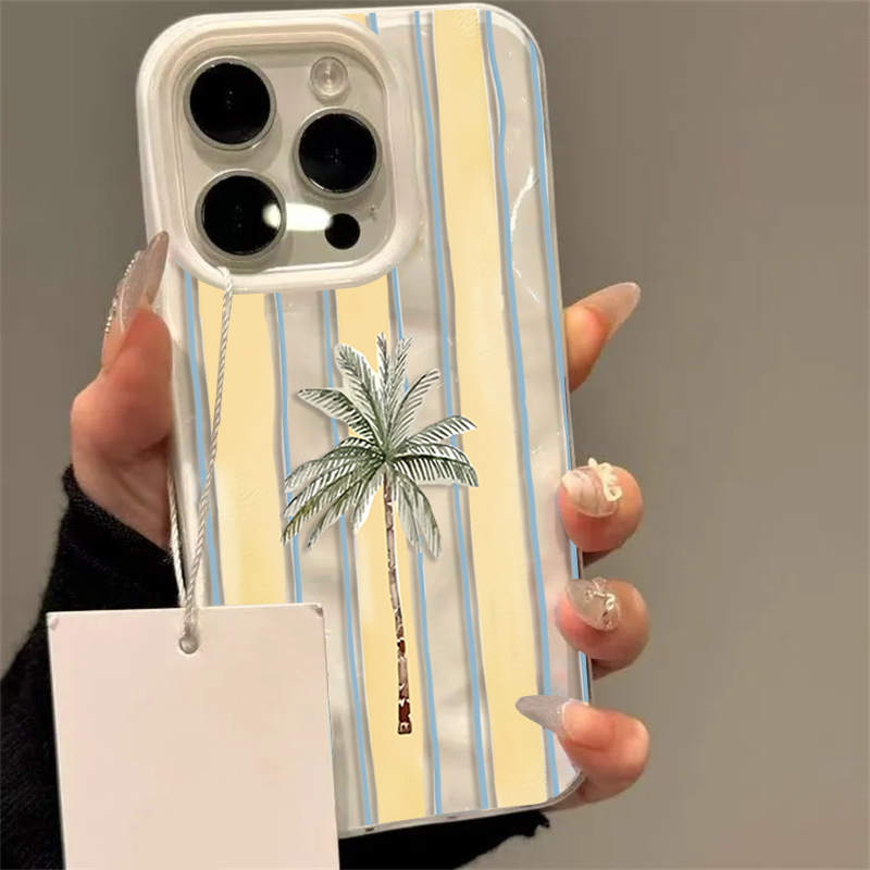Phone Cases Cute Iphone 14 - Cute Palm Tree Striped Summer Wavy