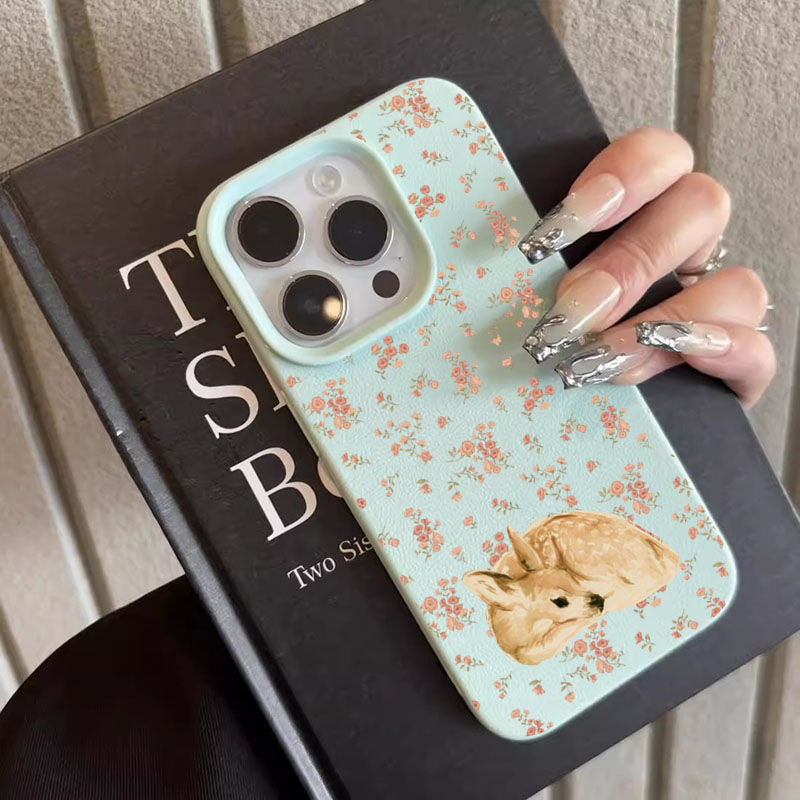 Cute Deer Full Floral Pattern  - Phone Cases Cute Iphone 14 review and price