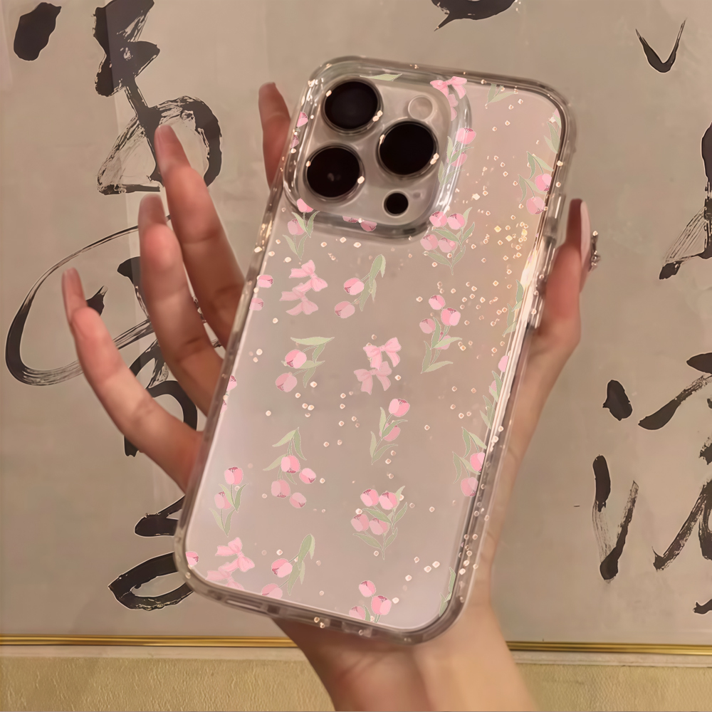 Luxury Blue Flower Clear Glitt - Glitter Shockproof Case review and price