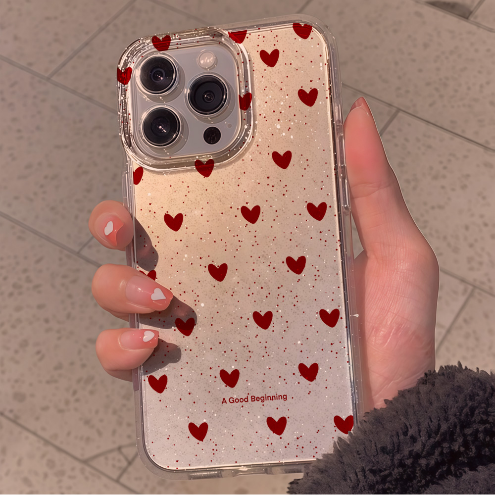 Pink Love Heart Clear Glitter  - Glitter Shockproof Case review and price