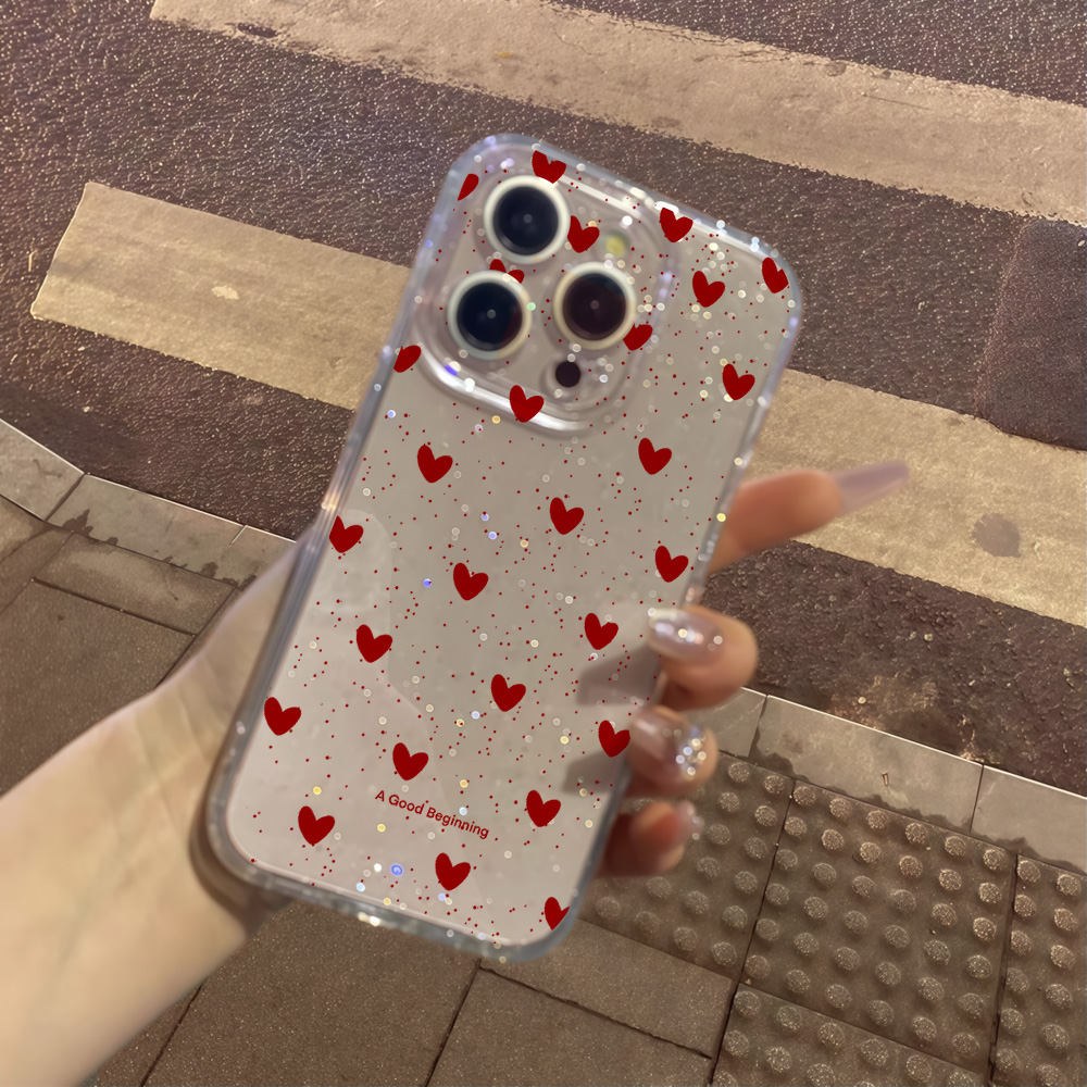 Pink Love Heart Clear Glitter  - Glitter Shockproof Case review and price
