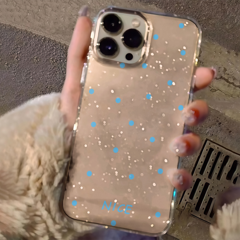 Luxury Simple Polka Dots Clear - Glitter Shockproof Case review and price