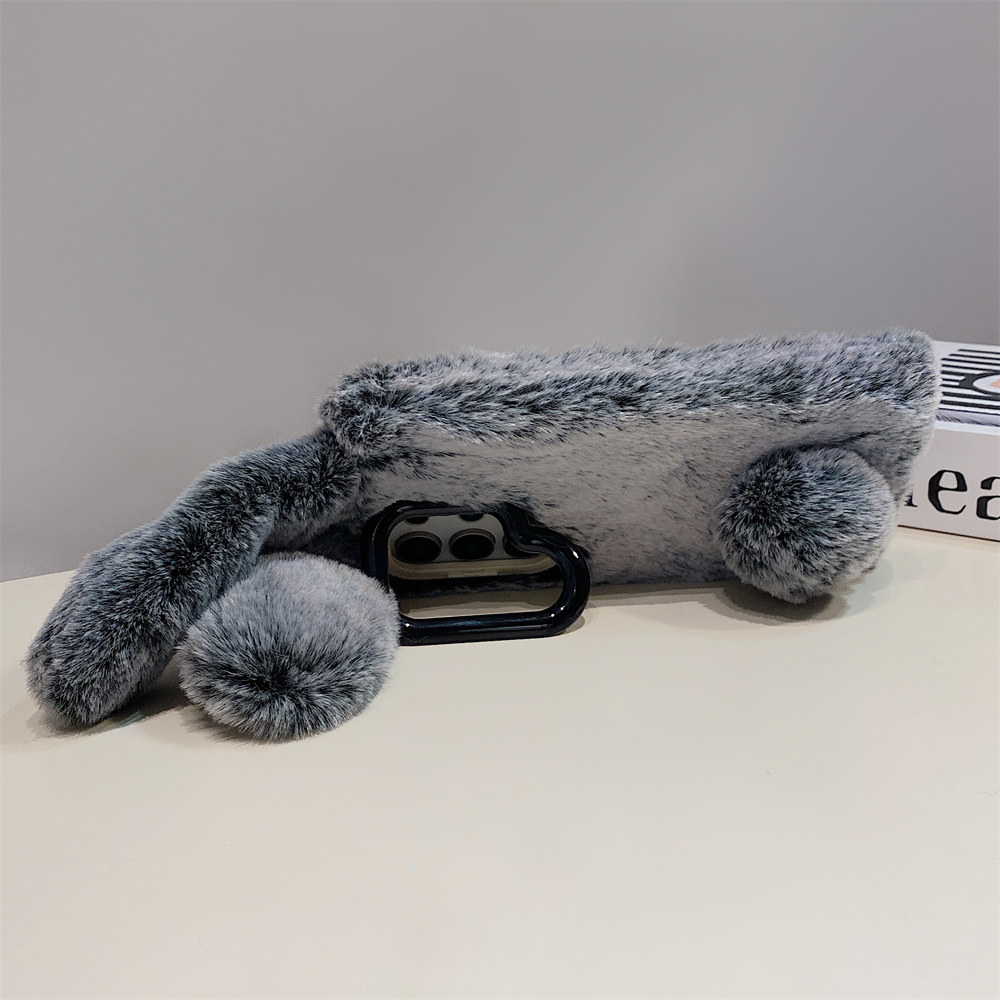 Cute Rabbit Ears Fluffy Stand  - Phone Cases Samsung Galaxy review and price