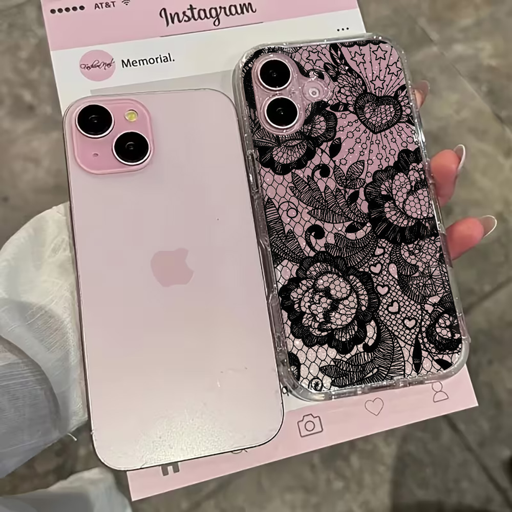 Lace Flowers INS Clear Phone C - Glitter Shockproof Case review and price